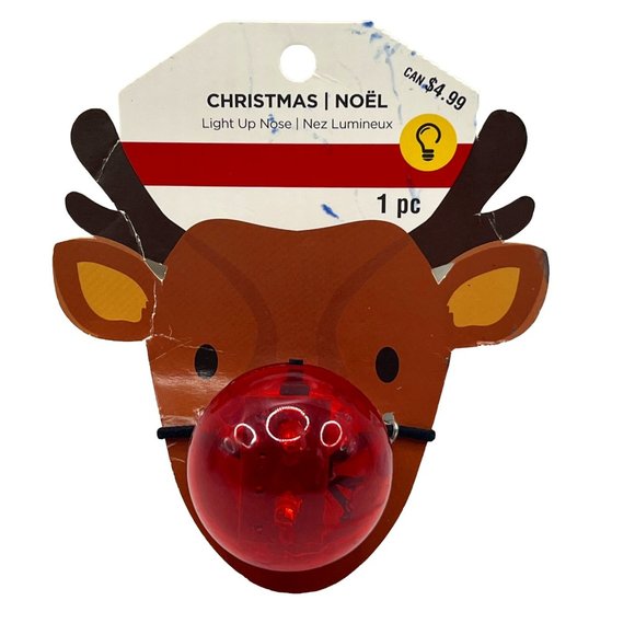 Rudolf The Red Nose Reindeer Flashing Red Nose Light Costume Wearable - Picture 1 of 2